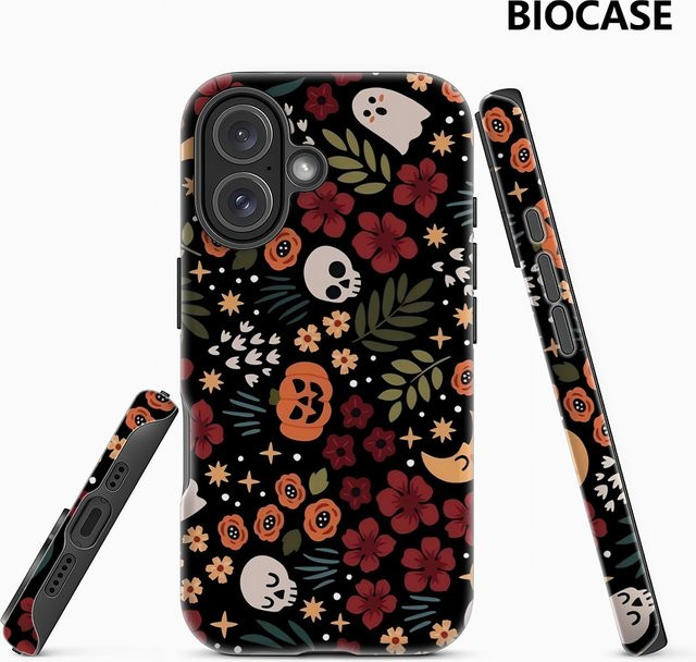 Halloween Blumen iPhone Handyhülle mit Doppelschichtiger Rückabdeckung für Apple iPhone 18 17 16 15 14 13 12 Pro Max Plus in Multicolour - Bild 1