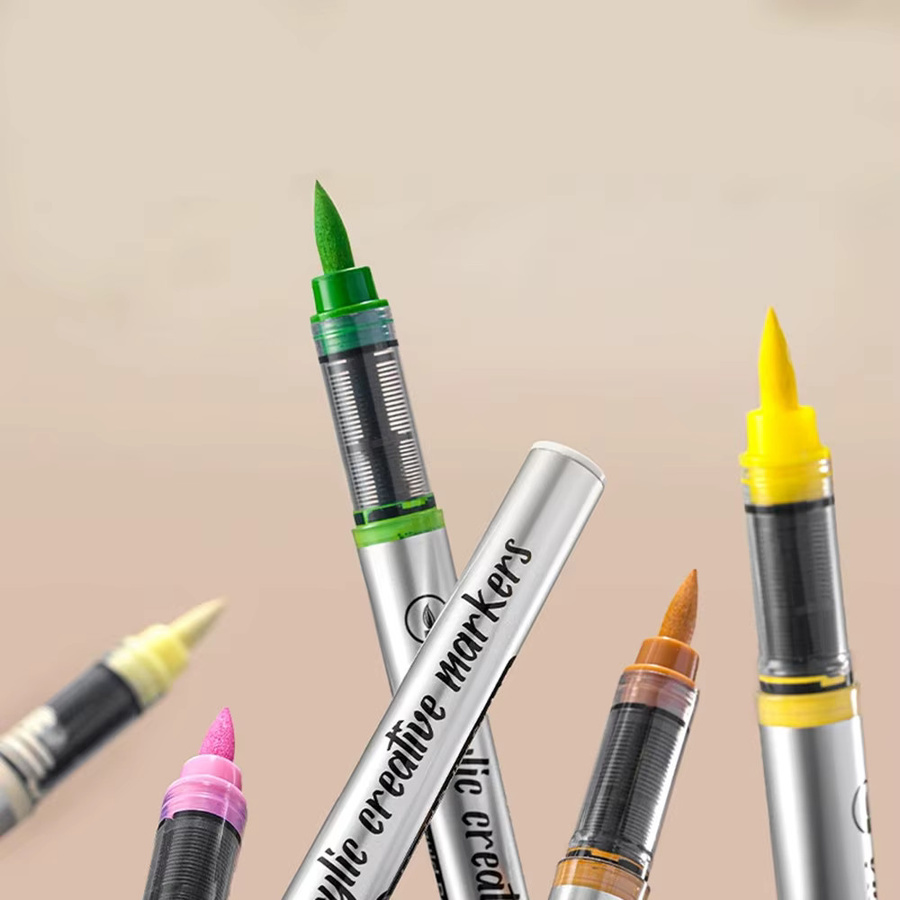 Haile Acrylmarker Set mit Pinselspitze, 12-teiliges Set in Grau und Multicolour für professionelle Kunstprojekte - Bild 4