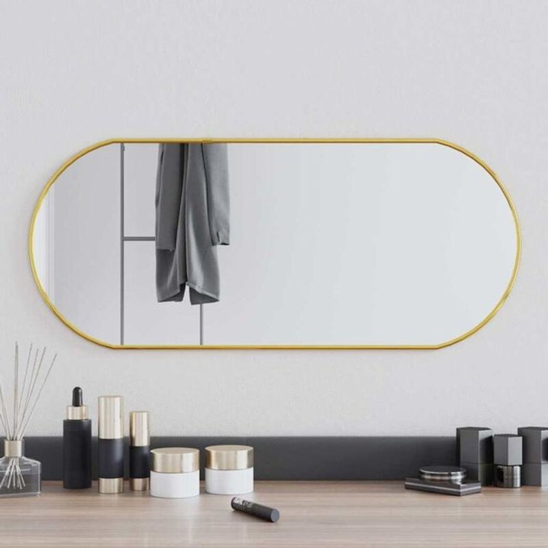 Vidaxl Wandspiegel Oval in Gold, minimalistisches Design, B/H: 70 x 30 cm - Bild 1
