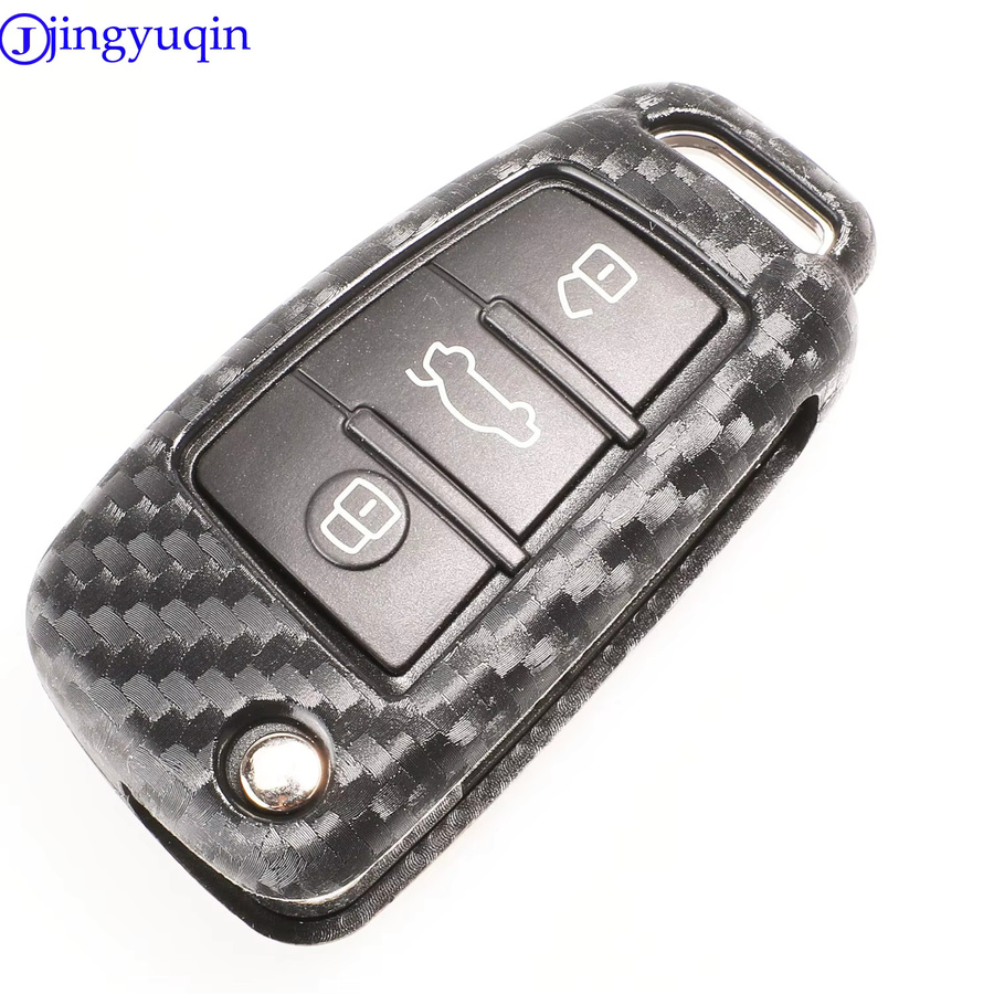 Jingyuqin Carbon Faser Schlüsselhülle für Audi S Linie A1 A2 A3 TT Q3 R8 S6 S7 SQ5 RS5 in Schwarz - Bild 2