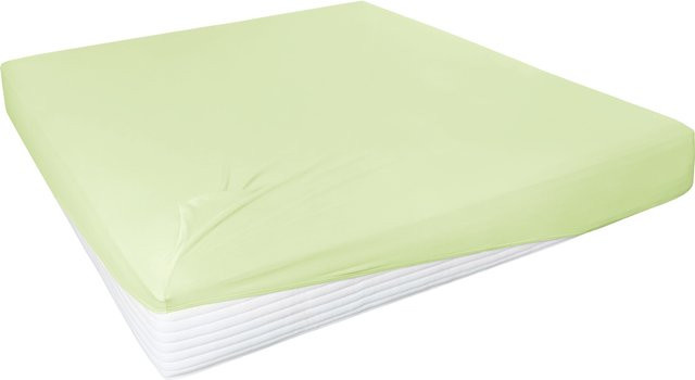 H.G. Hahn Spannbetttuch Prinz aus Feinjersey und Elastan in Gelb und Grün, B/T: 200 x 200 cm - Bild 1