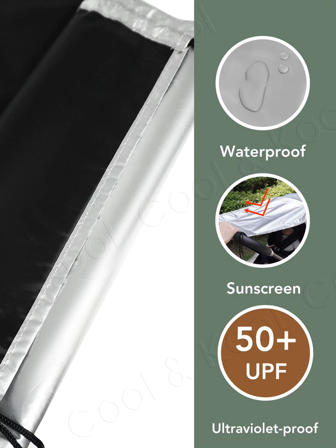 Kisslanding Universeller Kinderwagen-Sonnenschutz mit UV-Schutz in Silber - Bild 4