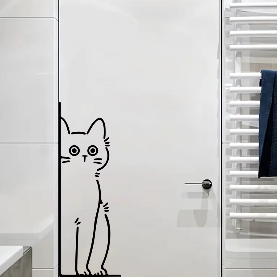 Wasserdichte selbstklebende Wandaufkleber von BRUP mit niedlicher schwarzer Katze für Kinderzimmer, Schlafzimmer und Badezimmer - Bild 2