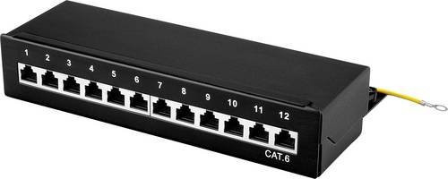 Renkforce Netzwerk-Patchpanel CAT 6, 12 Port, 1 HE, Schwarz - Bild 1