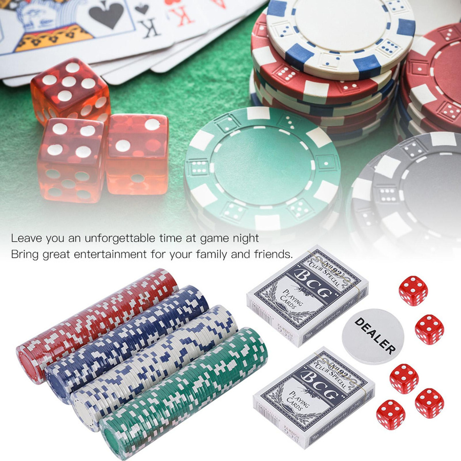 Lixada Poker Chips Spiel Set mit Karten und Würfel in Aluminium Fall - Bild 3