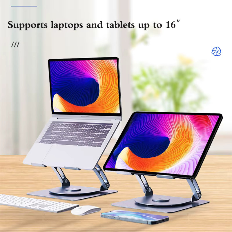 Laptop Ständer aus Aluminiumlegierung mit Lüfter für Microsoft Surface und MacBook Air/Pro, Farbe: Silber - Bild 2