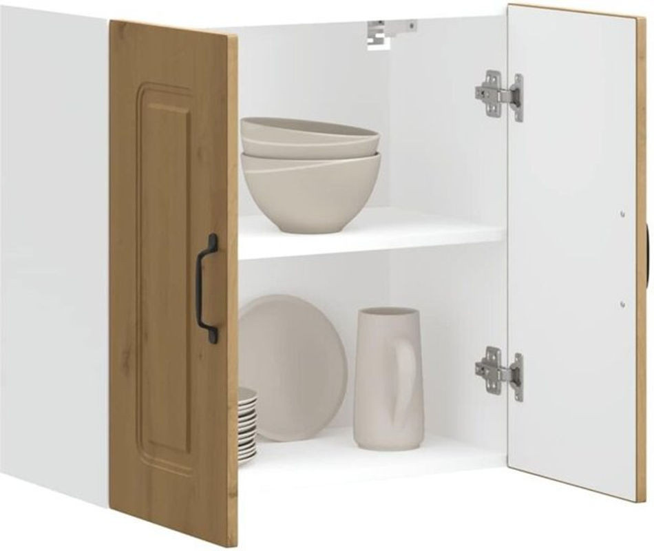 Küchen-Hängeschrank Kalmar von vidaxl aus Holzwerkstoff in Eiche Natur Braun mit Drehtüren - Bild 1