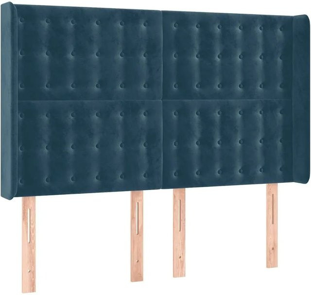 vidaXL Kopfteil mit Ohren in Dunkelblau aus Samt, B/H/T: 147 x 118 x 16 cm - Bild 1