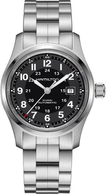 Hamilton Herrenuhr Khaki Field, Automatik, Edelstahl, 42 mm, Schwarz - Bild 1