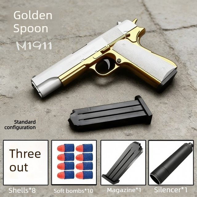 NOCCLILI Airsoft-Pistole, mit Hülsenauswurf und Weichgeschossen, Weiß - Bild 1