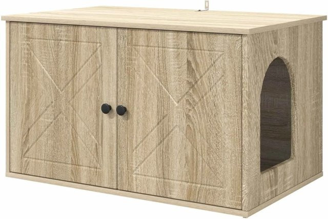 vidaXL Katzenhaus Sonoma Eiche, Farbe: Beige, B/T/H: 85 x 55 x 50,5 cm - Bild 1