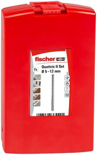 Fischer Quattric II Hammerbohrer-Set SDS plus mit Hartmetallspitze in Rot, 5-12 mm - Bild 1