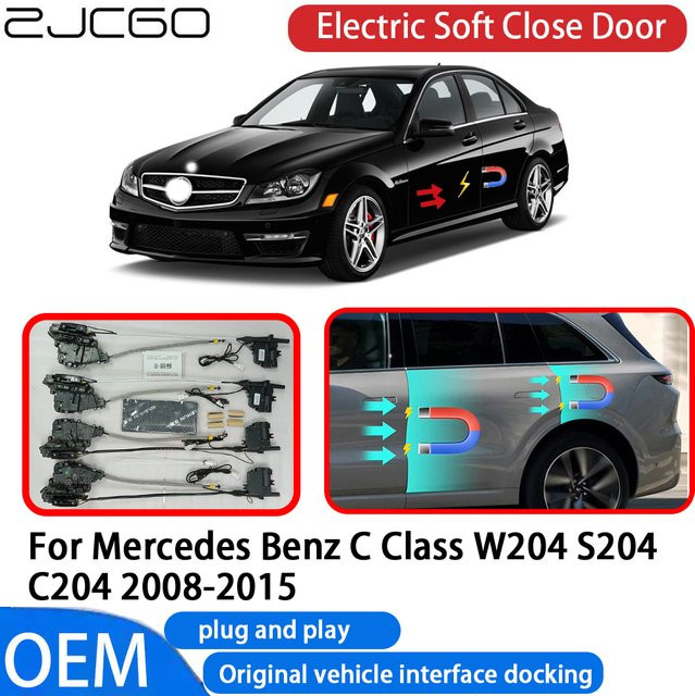ZJCGO Automatisches elektrisches Soft-Close-Türschließersystem für Mercedes Benz C-Klasse W204 S204 C204 (2008–2015), Schwarz, OEM Plug and Play - Bild 1