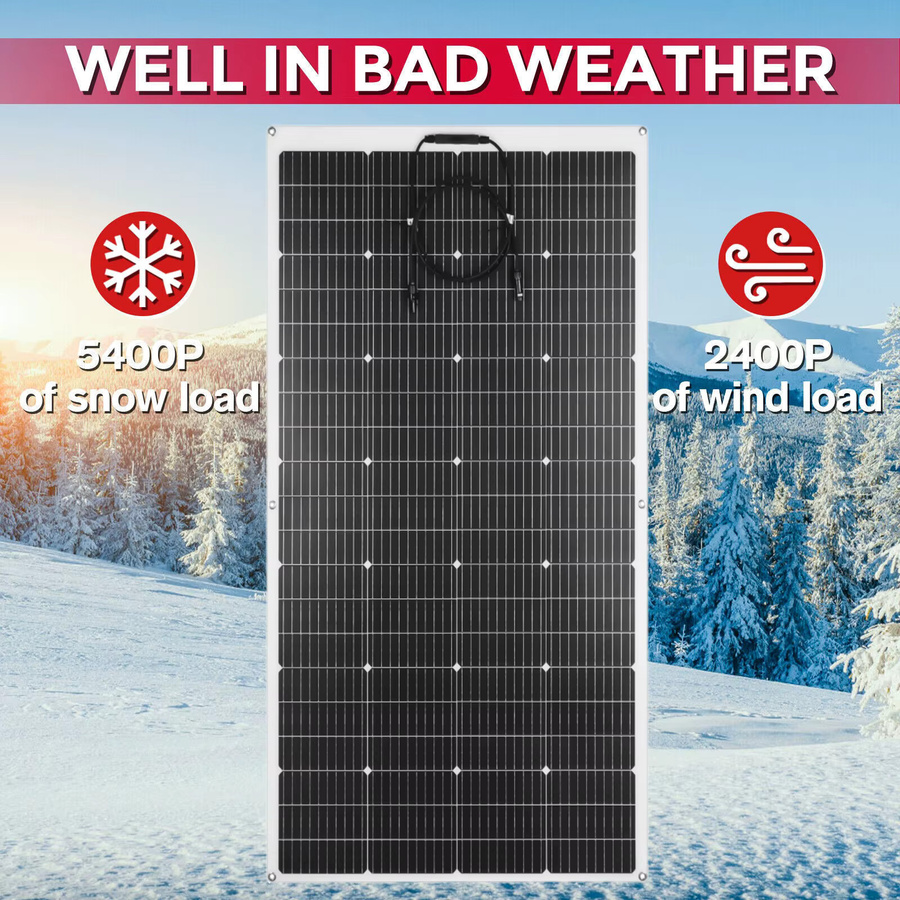 PowMr 200W Flexibles Monokristallines Solarpanel in Schwarz, Wasserdichtes Solar Ladegerät für Wohnmobil, Boot und Camping - Bild 6