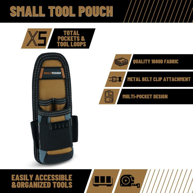 Meloworkgear Mini-Werkzeugtasche mit Gürtelholster und Snap-Clip, Gelb-Schwarz - Bild 1