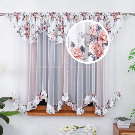 FLYINGCURTAINS Schleier-Vorhang mit Blumenmuster und Spitzenbesatz in Weiß, B/H: 100 x 150 cm