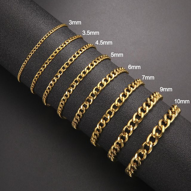 YULIN Kubanische Kette Edelstahl, Gold, 10 mm, 21 cm, Unisex - Bild 1