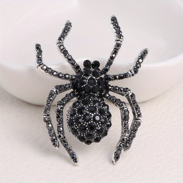 CUE PDLA Brosche Spinne, Vintage, Schwarz, Kristall, Damen - Bild 1