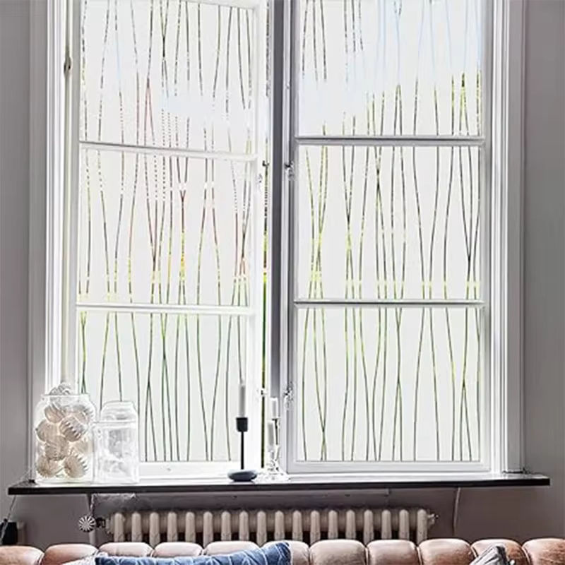 WXSHSH Fensterfolie mit matten Streifen in Weiß als dekorativer Sichtschutz und UV-Aufkleber für Glas, B/H: 100 x 30 cm - Bild 5