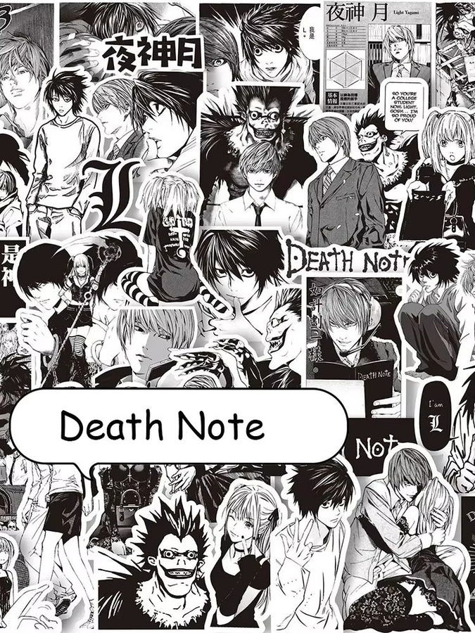GOGOTU Death Note Aufkleber, Schwarz Weiß, 65-teiliges Set - Bild 6