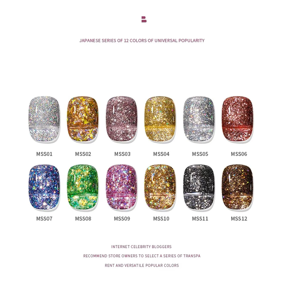 MISS SHAKA Gel-Nagellack, 12 Farben, Reflektierender Holografischer Glitzer - Bild 2