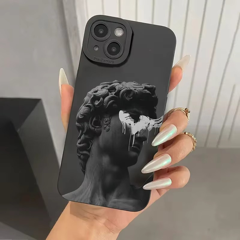 Ästhetische Silikon Handyhülle mit David Kunstmotiv für Apple iPhone Modelle in Schwarz - Bild 2