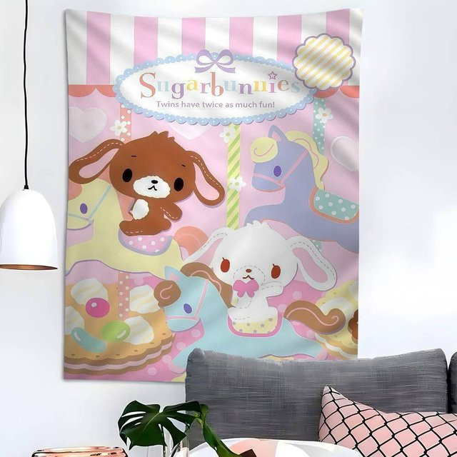 Sugarbunnies Anime Wandteppich Kawaii Science Fiction Wandkunst für dein Zimmer in Multicolour - Bild 1