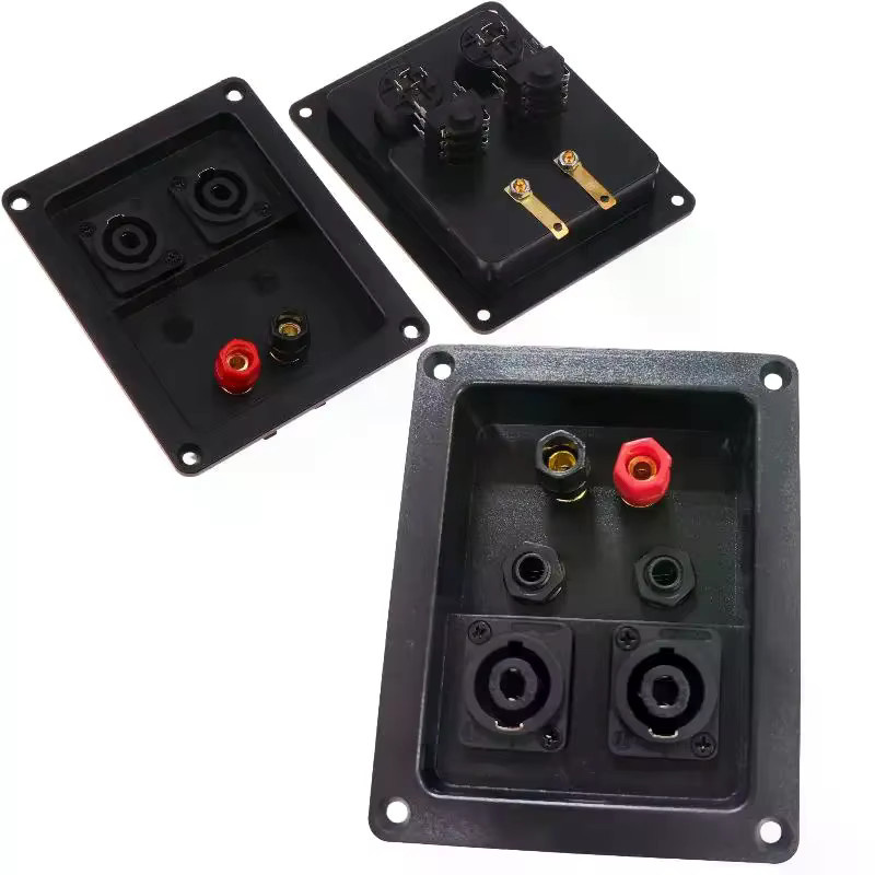 Audio Lautsprecher Junction Box mit 4 oder 6 Löchern und XLR Buchse sowie Stecker in Rot und Schwarz - Bild 2