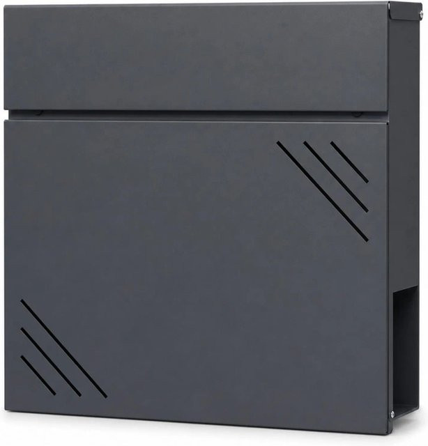 Floordirekt Briefkasten Lucien Wandbriefkasten mit Zeitungsfach aus Stahl, Anthrazit, B: 37,0 cm, H: 37,0 cm, T: 10,5 cm - Bild 1