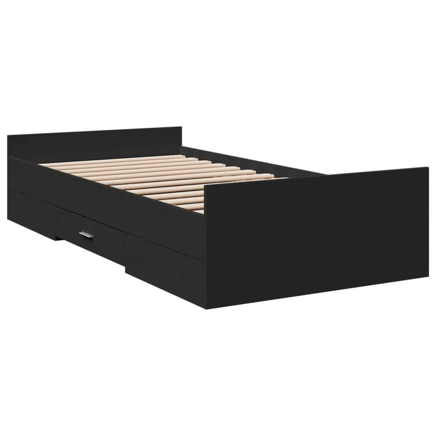 vidaXL Bettgestell mit Schubladen Schwarz aus Holzwerkstoff modern B/T/H: 80-90 x 190/200 cm - Bild 2