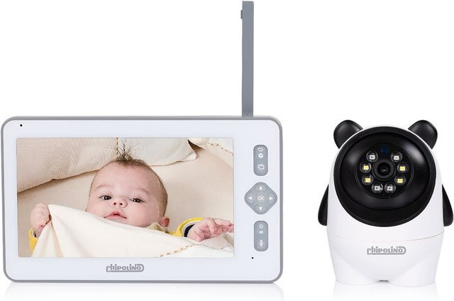 Chipolino Babyphone Titan mit 7 Zoll Display, Kamera, LED-Leuchten, Schlafmodus und Bildzoom in Weiß - Bild 1