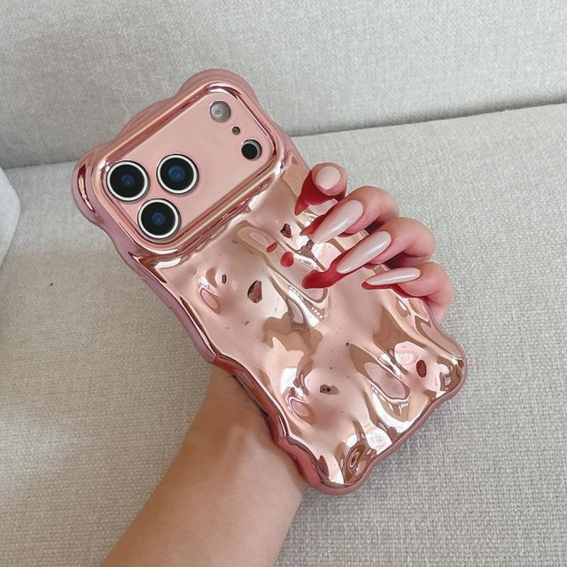 Stoßfeste Handyhülle mit 3D-Blasen-Beschichtung und geschwungenem Wellen-Design für Apple iPhone 14 Pro Max, Pink/Multicolor - Bild 1