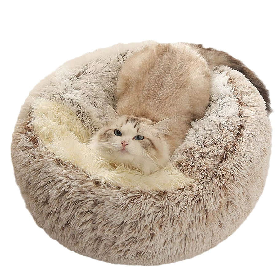 DUTRIEUX Katzenbett Höhle aus Plüsch in Grau für Katzen und kleine Hunde - Bild 3