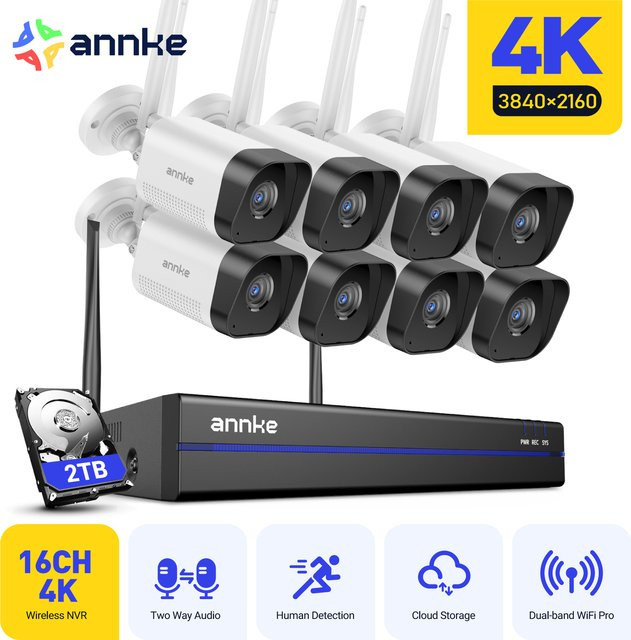 ANNKE 8MP WiFi Überwachungskamera System Kit mit 4K NVR, Motion Tracking und Farb-Nachtsicht, Weiß - Bild 1