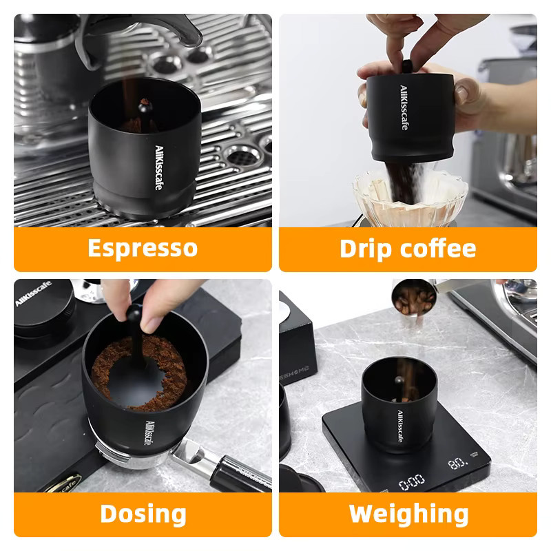 AliKisscafe Espresso Dosierungstrichter Blind Shaker für 58mm Siebträger, Schwarz, Edelstahl - Bild 2