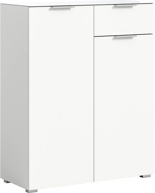 Inn.Furn Kommode Riano in Weiß mit Glasoberfläche und Soft-Close-Schubladen, B/T/H: 90 x 40 x 112 cm - Bild 1