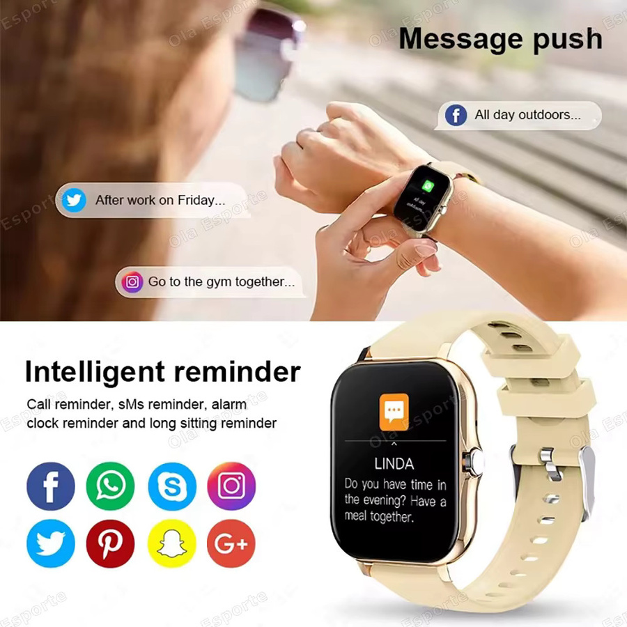 Ola Esporte Smartwatch in Gold mit 1,83 Zoll Display für Anrufbenachrichtigungen, Schlafüberwachung und Aktivitätsverfolgung, kompatibel mit Android und iOS - Bild 3