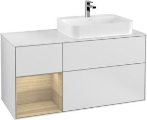 Villeroy & Boch Finion Waschtischunterschrank mit LED-Wandbeleuchtung und offenen Regalfächern, Weiß lackiert, Breite: 120 cm - Bild 1