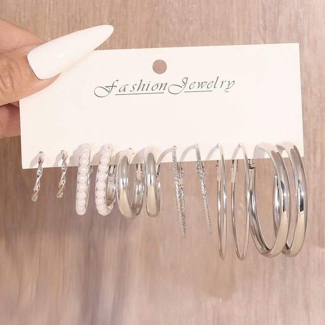 Manschettenohrringe-Set Edelstahl, Silber, Damen - Bild 1