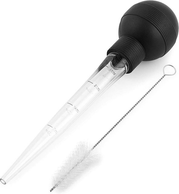 TOMTOP JMS Baster mit Pinsel für Barbecue und Hähnchen, schwarz und transparent, hitzebeständig - Bild 1