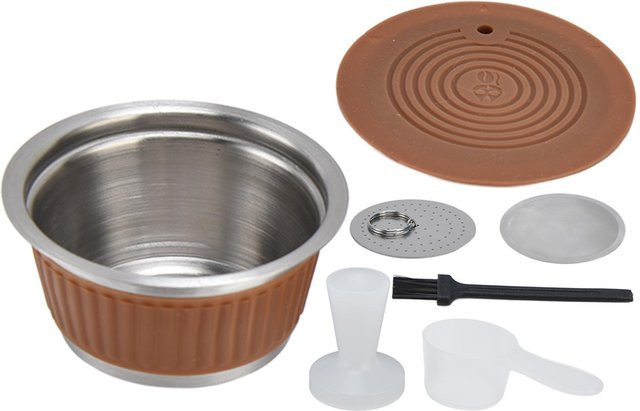 Wiederverwendbare Kaffeekapsel aus Edelstahl mit Tamper für Dolce Gusto von CosyHome in Kaffeebraun - Bild 1