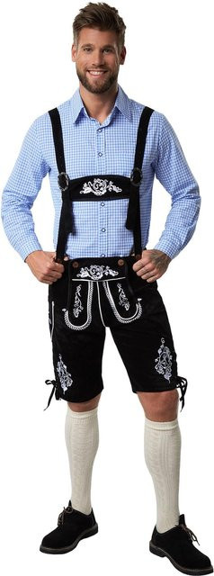 tectake Lederhose Frankenwald, Schwarz, Weiß - Bild 1
