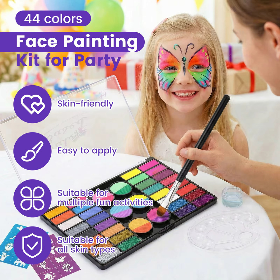 harupink Halloween Gesichts- und Körperfarben-Set, 44 Farben, mit Pinselset - Bild 4