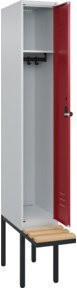 C+P Spind Classic PLUS Garderobenschrank mit Sitzbank, 1 Abteil, Sicherheits-Drehriegel und 3 Garderobenhaken, B/T/H: 212,0 x 30,0 x 81,5 cm - Bild 1