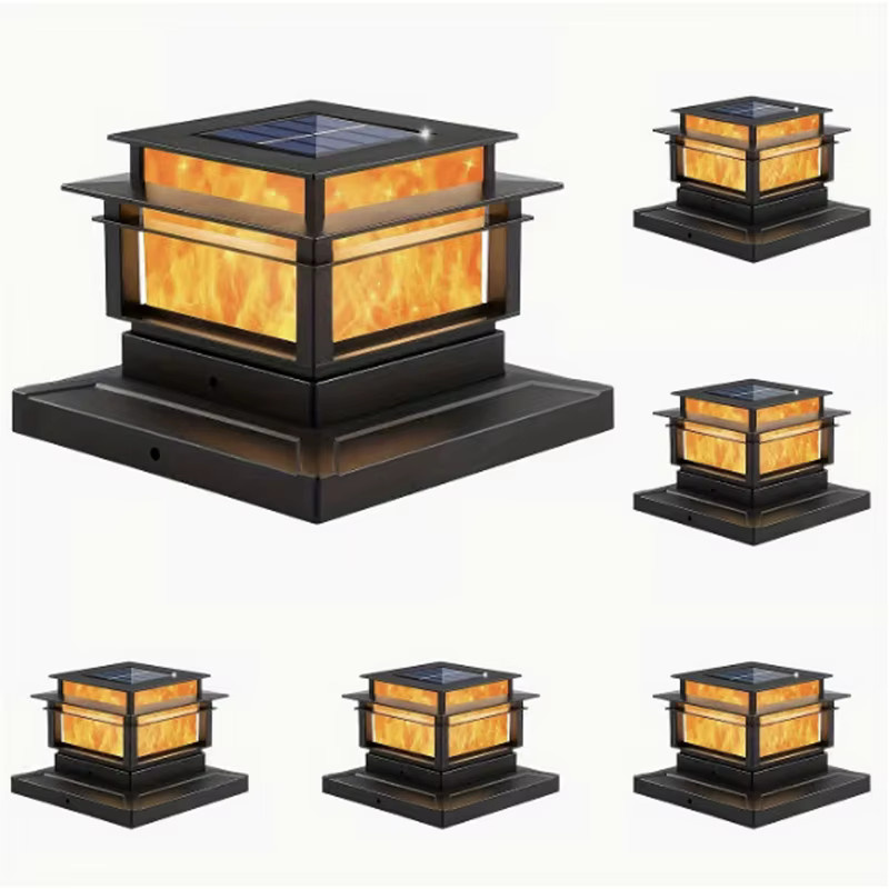 6er-Pack Solar-Säulenleuchten aus Kunststoff in Schwarz, moderne LED-Solar-Säulenlichter für Garten, Terrasse und Treppen, B/T/H: 15,0 x 10,5 x 15,0 cm - Bild 6