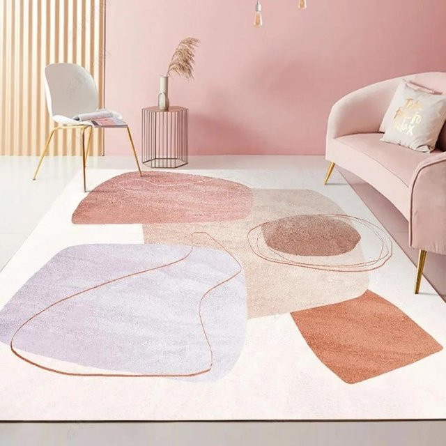 Weicher Teppich Lodestar in Rosa und Multicolour im nordischen Stil, waschbar und rutschfest, B/B: 120 x 160 cm - Bild 1