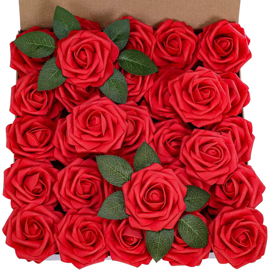 Künstliche Rosen aus PE-Schaum in Schwarz und Rot für Hochzeiten, Dekorationen und DIY-Geschenke von smr - Bild 1