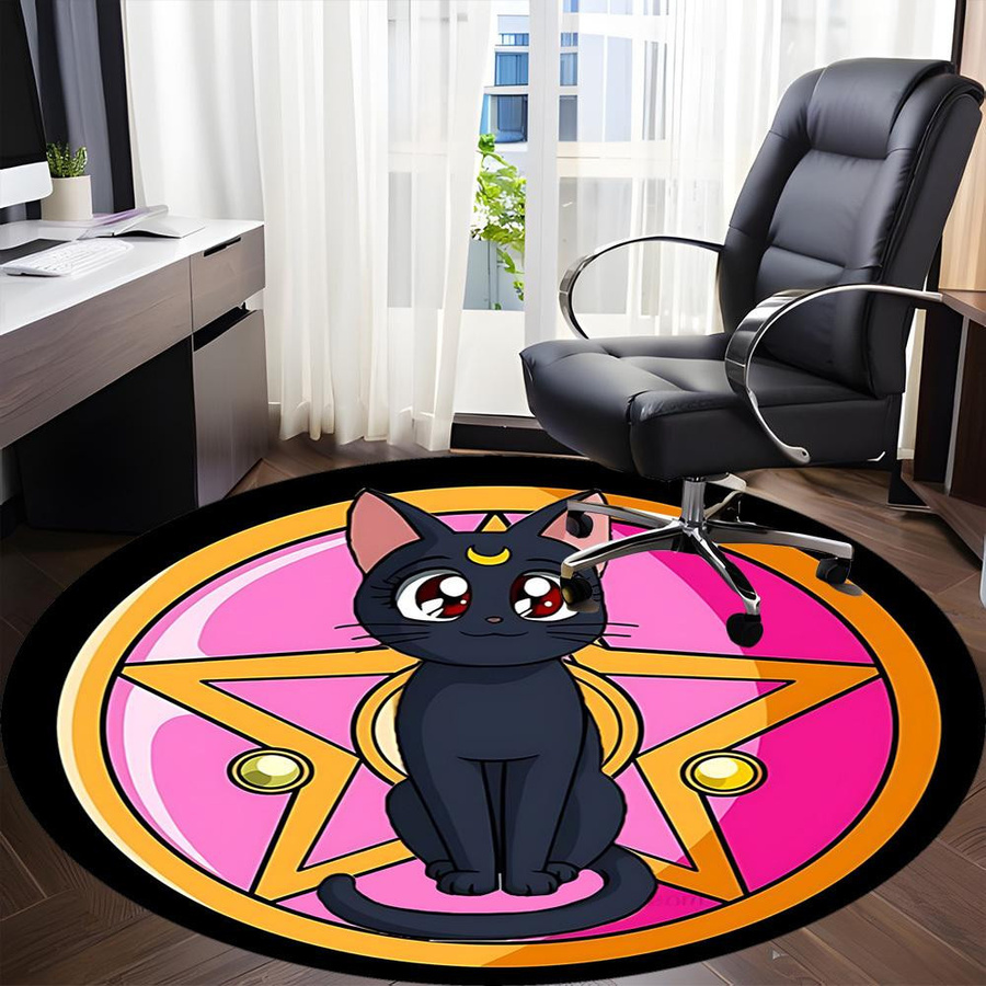 Runder Teppich mit Sailor Moon Katzen-Motiv von YangJOJO, Mehrfarbig, Durchmesser: 80 cm - Bild 2