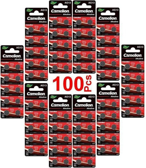 100 Stück alkalische Knopfzellen STEL ORA AG13 LR44 silberfarben ohne Quecksilber - Bild 1