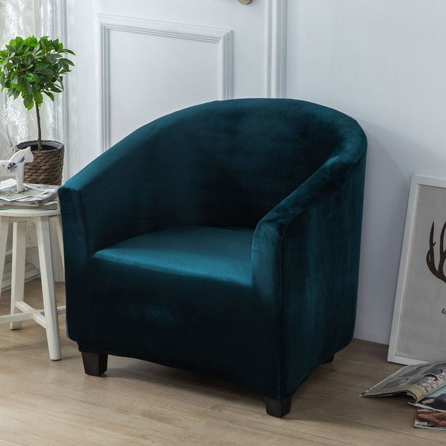 Yiran Furniture Sesselbezug aus Samt in Petrol, Halbkreisförmiger Bogen, B/T: 60 x 40 cm - Bild 1